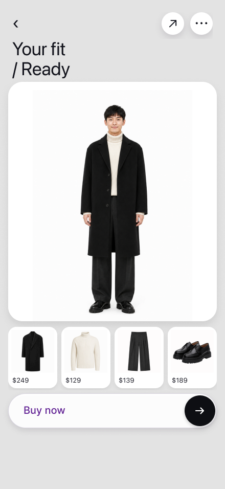 Current MatterFit AI Fit result app design preview